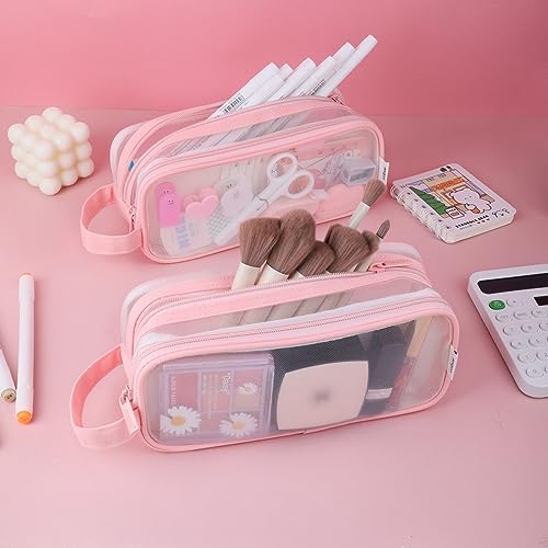 Image of iSuperb Large Capacity Pencil Case Grid Mesh Pencil Pouch Handheld Pen Bag for Teen Boys Girls School Students College