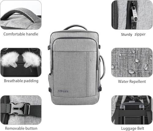 Image of Gieury 55L Carry On Backpack, Extra Large Travel Backpack for Men & Women, Expandable Big Capacity For Airplanes, Travel Gifts for Men Women, Fits 18.4 Inch Laptop, Luggage Suitcase Daypack Bag, Grey