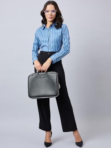 Image of Style Quotient Women Beige White Stripe Printed Formal Shirt