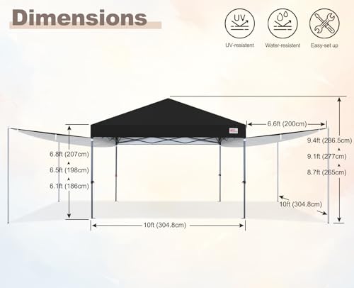 Image of MASTERCANOPY 10x10 Pop Up Canopy Tent with 2 Shelters,230 Sq ft Black