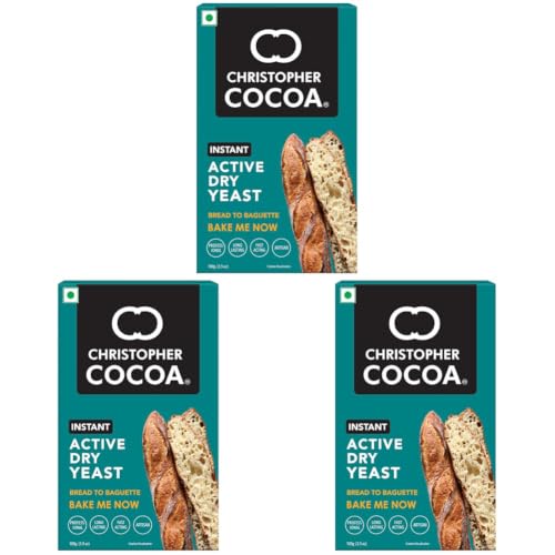 Image of Christopher Cocoa Instant Active Dry Yeast 100 G (Bake Bread, Cake, Pizza, Dough),Original Flavor (Pack of 3)