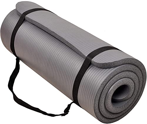 RAXTER Yoga Mat 10mm Thick, Classic Pro Non-Slip Yoga Mat- NBR for Home and Gym Workout Eco-Friendly for Men and Women’s Fitness, Pilates and Gymnastics, Planks & Floor Exercise (Grey)