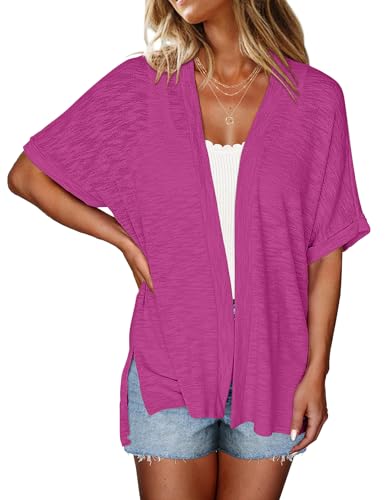 Image of Halife Womens Summer Lightweight Cardigan Short Sleeve Open Front Casual Loose Cover Ups