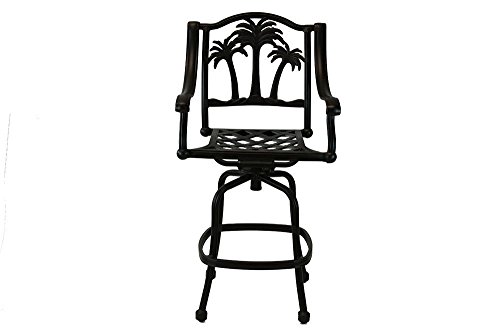 Theworldofpatio Palm Tree Cast Aluminum Powder Coated Barstool - Set Of 4 - Antique Bronze #TOP1