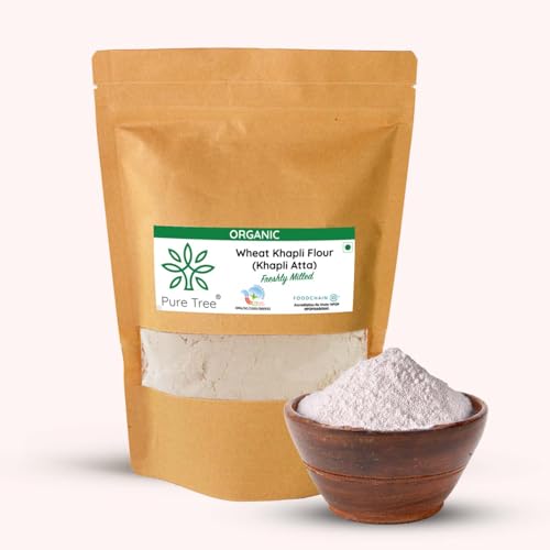 Image of Pure Tree Certified Organic Freshly Milled (Khapli Aata) Wheat Flour | 350 g | Emmer Wheat Flour | Farro Atta | Khapli Gehu ka Atta Rich In Fiber | Low Gluten