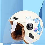 QJWMatic Casco de Motocicleta para niños de 3/4, de Cara Abierta, con Visera, Estilo Retro, para niños y niñas de 2 a 6 años D,45-55CM