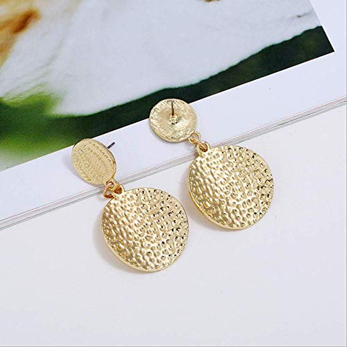 Geometric Triangle Earring Metal Simple Drop Dangle Earring Plating Gold Black Bohemian Dangling Costume Earring For Women Girl Bar Party Fashion Jewelry (Round Hammered Textured) #TOP1