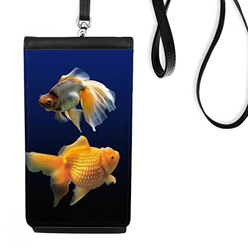 Smartphone bourse en cuir suspendu ocean poisson noir petit sac de cou portable