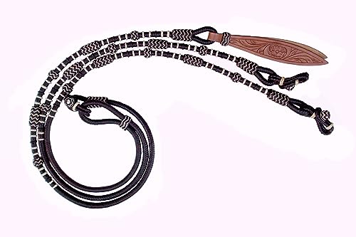 WeavingCraft New Chestnut/Burgundy/Maroon Raw Hide Hand Made Rope with Matching Knots Raw Hide Leather Horse Tack Hand-Braided Romal Romel Reins Ranch Rope/Rope Reins