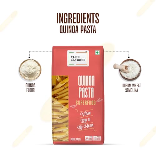 Image of Chef Urbano Quinoa Pasta Penne | 300 Gms | No Maida | No Wheat | No Transfat | Healthy Pasta | High Fibre | High Protein (Pack of 2)