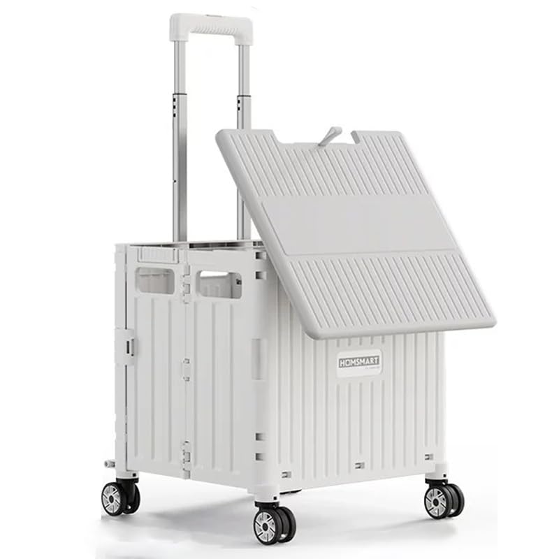 折りたたみ式ショッピングカート, 静音キャスター，8輪キャスター, 65L大容量, カップホルダー付き, 100x40x54cm, (アイボリー色, 4輪)