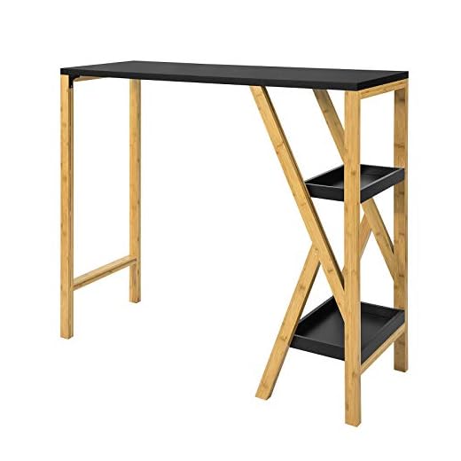 SoBuy FWT56-SCH Mesa de Bar Mesa Alta de Cocina con 2 bandejas 122 x 45 x 107 cm,ES