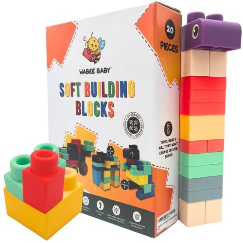 Large Soft Baby Toy Blocks for 6m and Toddlers, Giant 20-Pieces for Building Stacking Playing with Booklet, Gift, for 1 Year Old, 6-12 Months, 1-3 Years