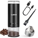 Ludkim Electric Burr Coffee Grinder, 80 Precise Settings Rechargeable Cordless - Conical Stainless Steel Grinder for Espresso, Drip, French Press, Portable for Travel & Home Use
