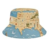 Sombreros náuticos de pescador con mapa de velero, sombrero de pescador, verano, vacaciones, viajes, playa, sombrero de sol, visera para mujeres y hombres, mapa náutico de velero, talla única, Mapa