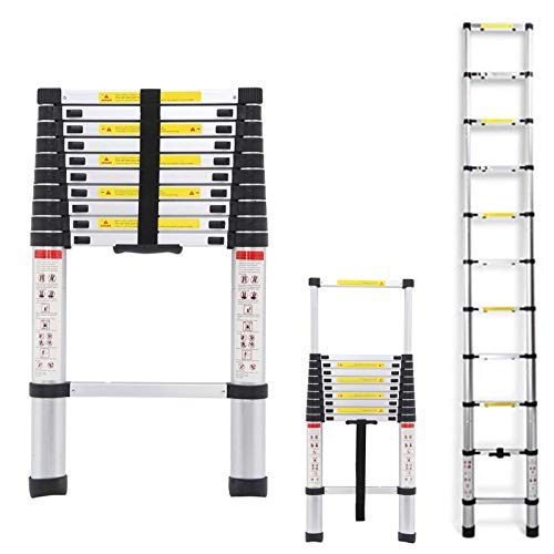 Dicn 10.5Ft Extension Ladder Extendable Folding Telescoping Aluminum Lightweight Portable 330Lbs Max Load Tall Multi Purpose En131 Climb Step Ladders Straight Non-Slip For Indoor Outdoor Home Office cover