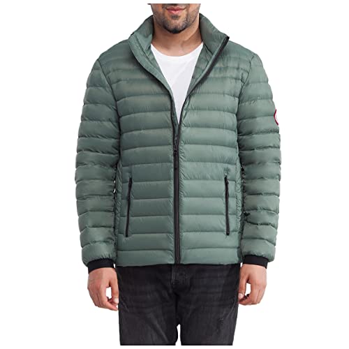 Rokka&Rolla Men's Lightweight Packable Down Jacket Puffer Coat, Sea Green, Small