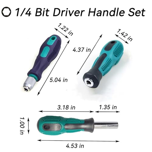 DOFEDOFO 3-Piece 1/4 Hex Screwdriver Bit Holder Handle Set with Quick Change, Magnetic, and Direct Insertion Handles