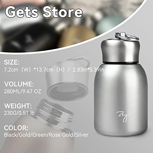 Gets Mini 9 Oz Stainless Steel Water Bottle, 280Ml Vacuum Insulated Water Bottle Leak Proof Sport Tumbler Cup Hot And Cold Water Bottle (Silver) #TOP2