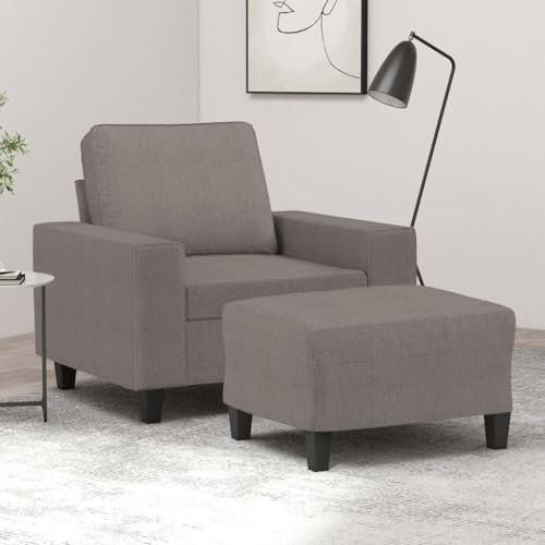 Ordellia Sessel mit Hocker Taupe, 60 cm breite Sitzfläche, Stoff, Metallgestell, Relaxsessel Set für Wohnzimmer, Schlafzimmer, Büro