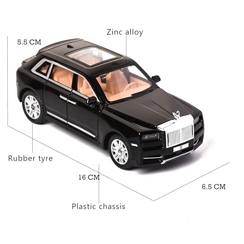 Image of Braintastic 1:32 Diecast Rolls Royce Alloy Metal Pull Back Die-Cast Carwith Sound Light for Kids Best Gifts Toys for Kids Boys (Rolls Royce Black)