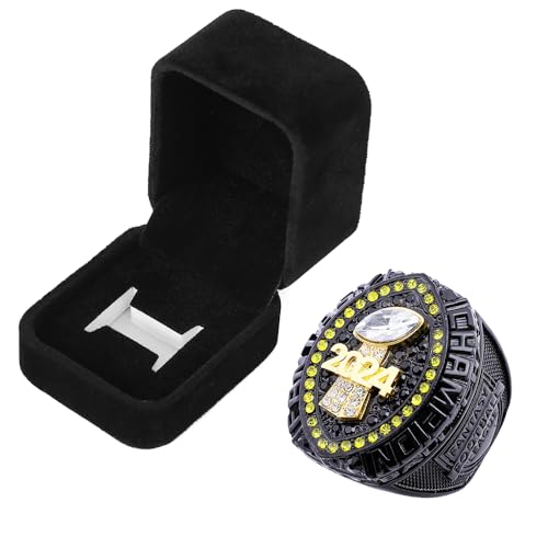 guancrown 2024 Fantasy Football Championship Trophy Ring Award Prize Sports Winner FFL Champion Ring (twelve, size 14) (twelve, size 12)