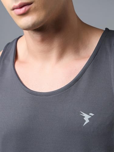 Image of TECHNOSPORT Men's Solid Slim Fit Scoop Neck Sports Innerwear Vest with TECHNOCOOL+ Quick Dry Anti Odour Anti Microbial 2 Way Stretch Soft & Smooth Activewear