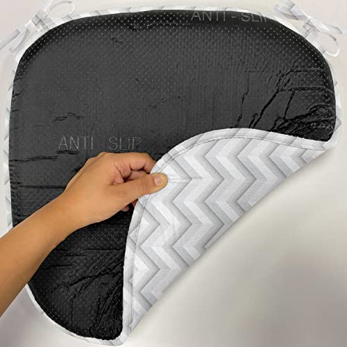 Ambesonne Geometric Chair Seating Cushion Set Of 12, Simple Zig Zag Chevron Many Angle Pattern Minimalist Abstract Design Print, Soft Seat Pads With Anti-Slip Backing, 16"X16", Pale Grey White #TOP4