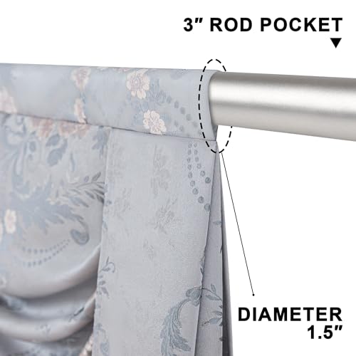 Loom and Mill Luxury Jacquard Waterfall Valance for Living Room Bedroom, Elegant European Floral Swag Window Valances with Tassels, Blue Grey Swag Curtains for Banquet Holiday Decor(W79Inch,1 Panel) - Image 3