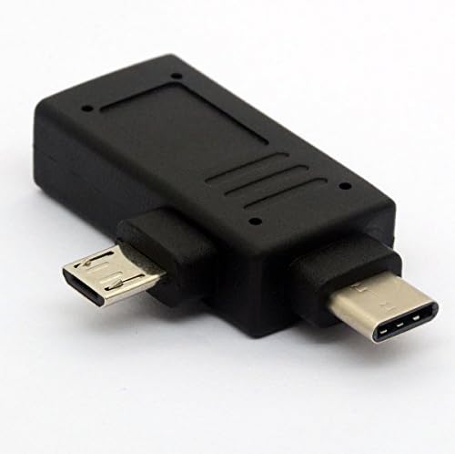 BSHTU 2-in-1 Micro USB 3.0 & 2.0 Type C OTG Adapter, USB-C Male Micro USB Male to USB-A 3.0 Female Converter On The Go for Android Google Nexus Samsung Galaxy Note ect. (90 Degree)