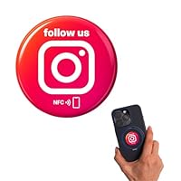 1x Instagram „follow us“ NFC Sticker – internationaler Social Media Sticker – kontaktloses Profil-Sharing für Festivals, Studenten & Reisende – programmierbar, wiederverwendbar, 3 cm Ø Epoxy