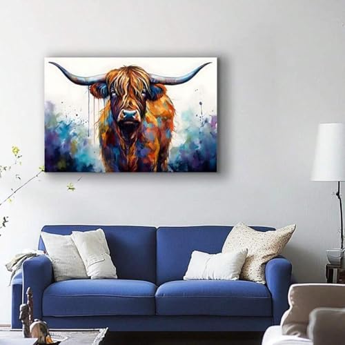 Toile vache graffiti colorée 60x80cm de style abstrait - 5
