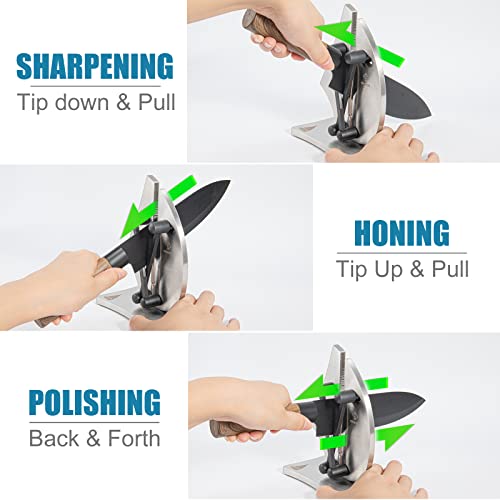 Professional Kitchen Knife Sharpener - Auto-Adjust Solid Stainless Steel And Tungsten Carbide Knife Sharpener In Sailboat Shape For Steel Knives By Grihot. #TOP6