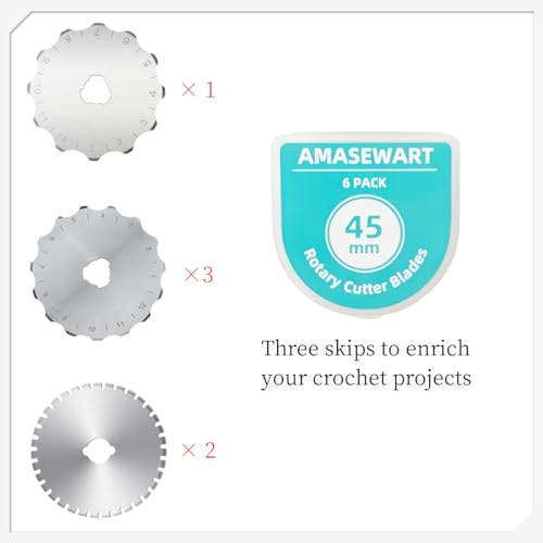 image for AMASEWART 45mm Crochet Edge Rotary Cutter Blades, Skip Stitch Rotary B