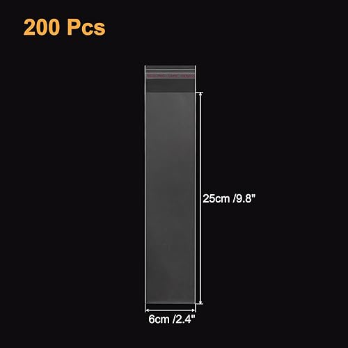 Miniatura 2 de UXCELL 200 bolsas transparentes para violonchelo, 2-14 pulgadas x 9-34 pulgadas, bolsas de plástico autosellantes OPP para embalaje de galletas,