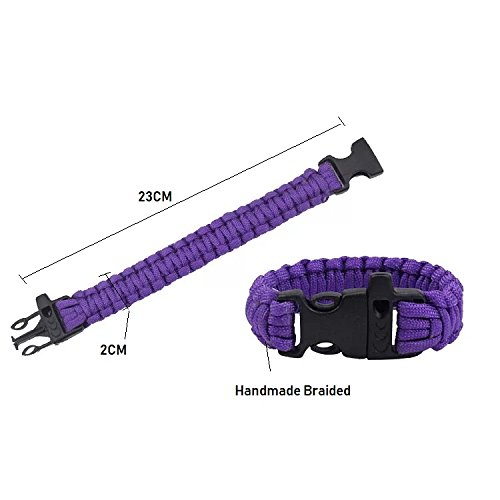 L&F Home Paracord Bracelet Set For Men Women Boys Girls Bracelets Rope Braided With Parachute Cord For Emergency Outdoor Survival- Great Party Favors Return Gifts (Purple/Blue) #TOP1