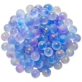 BaiDekun 100 Glas Murmeln, 10 mm Durchmesser, Blaue Murmeln für Spiele und Dekoration, 100 Stück