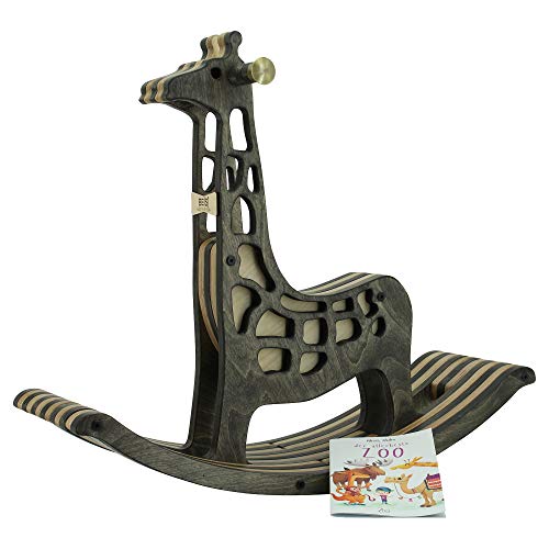 Sweety Toys 11155 Schaukelpferd Holz Schaukeltier Giraffe Gisela Dunkelbraun- hochwertiges Designer Schaukelpferd – Bild 3
