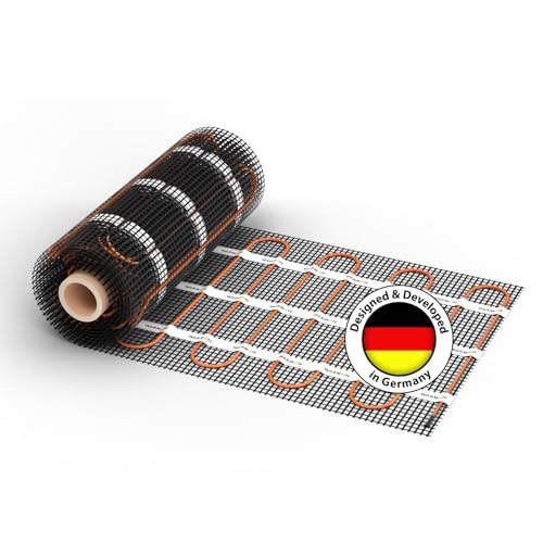 Elektrische Fußbodenheizung: Zweiader-Heizmatte WARMON ULTRA 200 W/m² mit WiFi-Thermostat OKE-25 Touch und schwarzem Garda Glass-Abdeckrahmen, Thermostat:, Mattengröße:1 m²