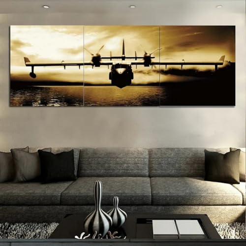 Art mural avion de prestige triptyque haut de gamme cadre 70x70
