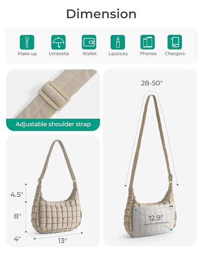 BAGSMART Quilted Puffy Crossbody Bag for Women, Medium Cute Hobo Shoulder Purse Soft Fluffy Handbag for Daily Use2