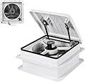 QIXINNET 14" RV Roof Vent Fan with LED Light, 4-Speed Reversible 12V Exhaust Fan – 1000 CFM, Auto Rain Sensor, Remote Control, Low Noise (70dB) for Camper, Cargo Trailer, Travel(With Light)