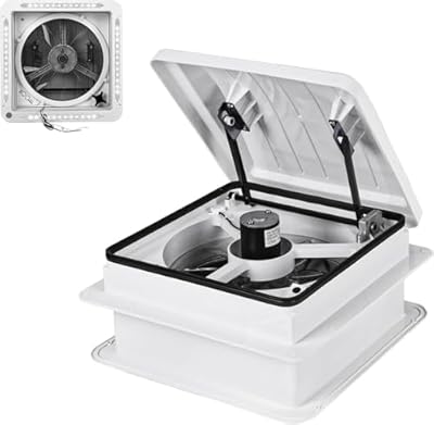 QIXINNET 14" RV Roof Vent Fan with LED Light, 4-Speed Reversible 12V Exhaust Fan – 1000 CFM, Auto Rain Sensor, Remote Control, Low Noise (70dB) for Camper, Cargo Trailer, Travel(With Light)