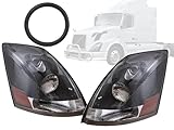 Replacement for 2004-2018 VN VNL VNM Truck 200 300 430 630 670 730 780 Head Light Black Type Passenger and Driver Side