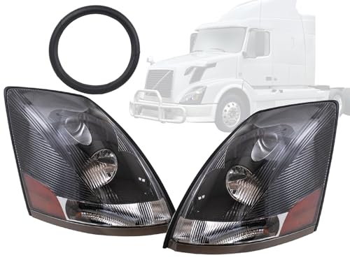 Auto Parts Avenue Replacement Headlight Black for 2004-2018 04-18 VN VNM VNL 200 300 430 630 670 730 780 Pair Passenger Right RH Driver Left LH Side with Free 18