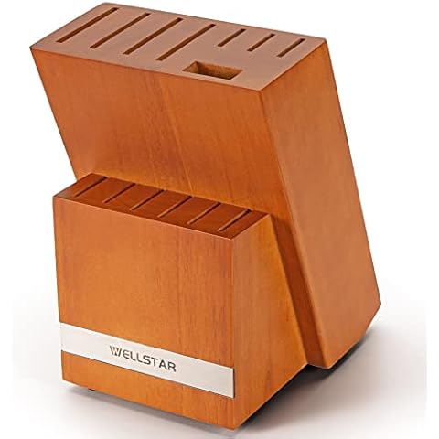 WELLSTAR 14-Slot Natural Wood Knife Holder Cover