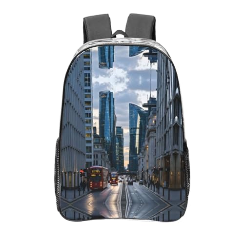 London Print Work Travel Stadium Events Transparent Backpack PVC Clear Bag Large Side Pockets