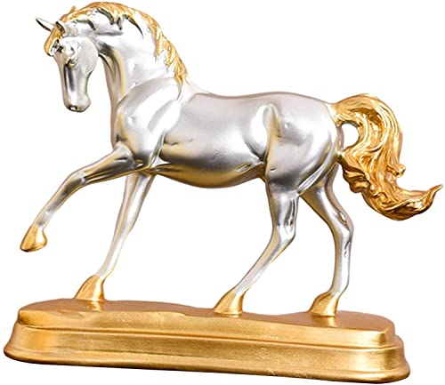 Pferdeskulptur Pferdestatue Tierstatuen Moderner Stil Dekorative Ornamente für Schlafzimmer Wohnzimmer Büro Schreibtisch Dekoration - Silber Cover