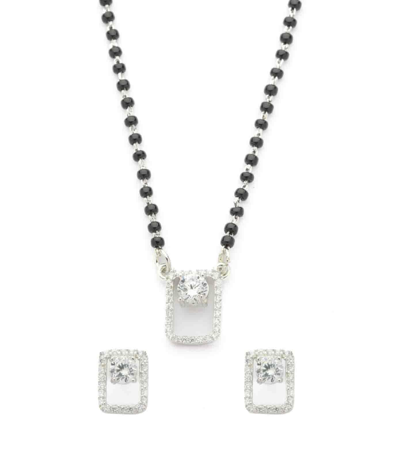 Gargi by P.N. Gadgil and Sons | 925 Sterling Silver | Rectangle Solitaire Mangalsutra | Gift for Wife & Women | With Certificate of Authenticity & Hallmark (Mangalsutra Chain Pendant With Earrings) (B0CXQR21RG) Amazon Price History, Amazon Price Tracker