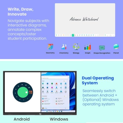 Image of 98 Inches 4K UHD Touch Screen LED UltraTouch Display Interactive Flat Panel Monitor 3840 x 2160 Pixels Android 14 with Ai Technology Ideal for Schools,College,Institute,Home&Office